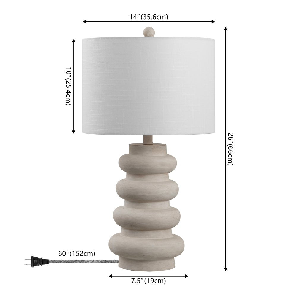 26" Clear Round Table Lamp With Drum Shade