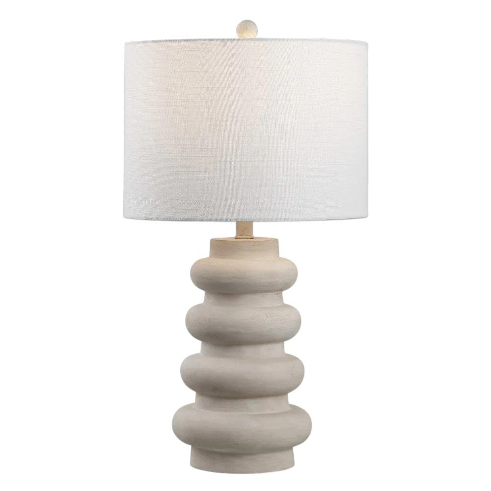 26" Clear Round Table Lamp With Drum Shade