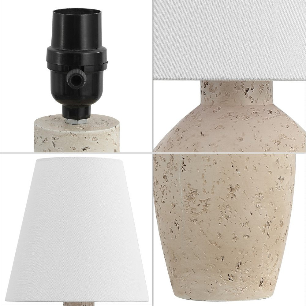 Set of Two 19" Cream Urn Bedside Lamps With Empire Shades