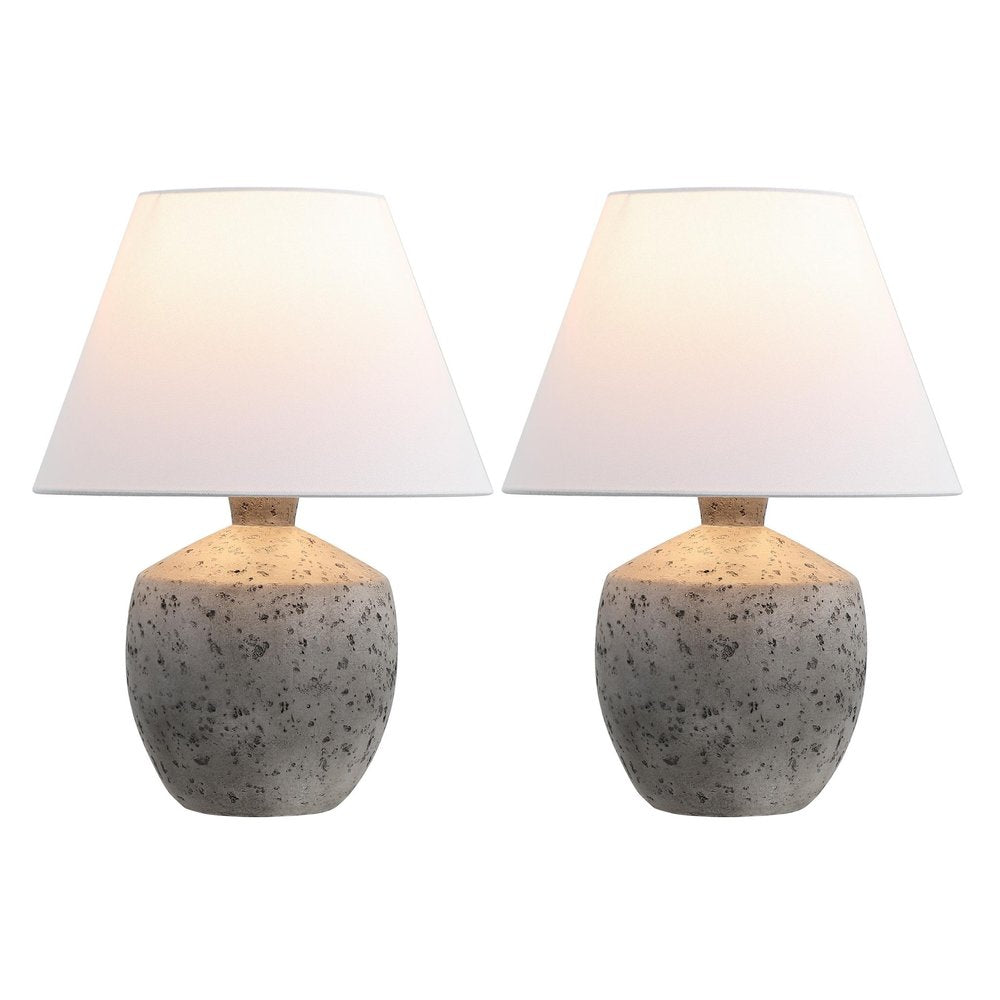 Set of Two 18" Gray Novelty Bedside Lamps With Empire Shades