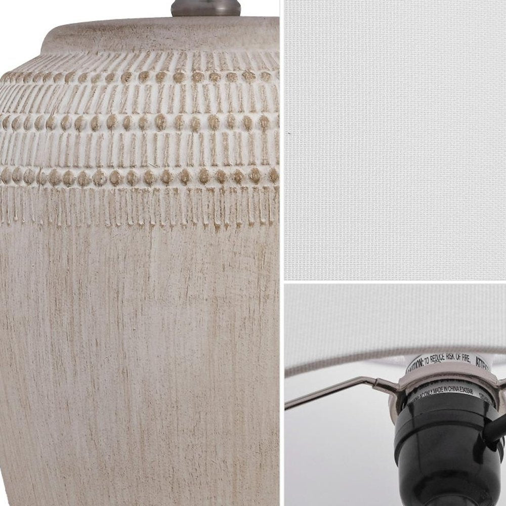 Set of Two 17" Clear Gourd Table Lamps With Drum Shades