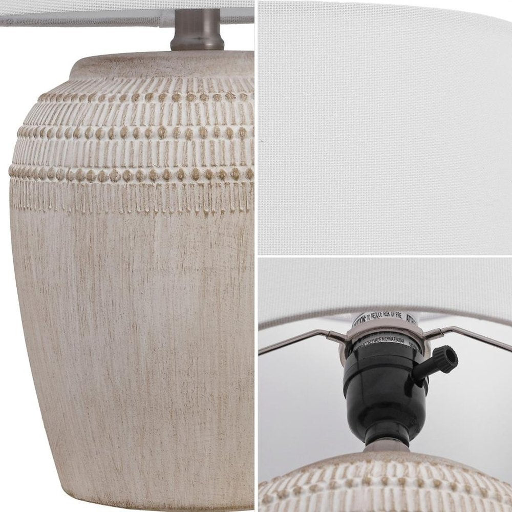 Set of Two 17" Clear Gourd Table Lamps With Drum Shades