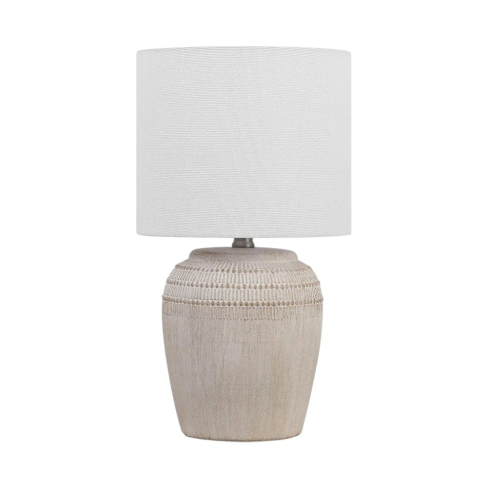 Set of Two 17" Clear Gourd Table Lamps With Drum Shades
