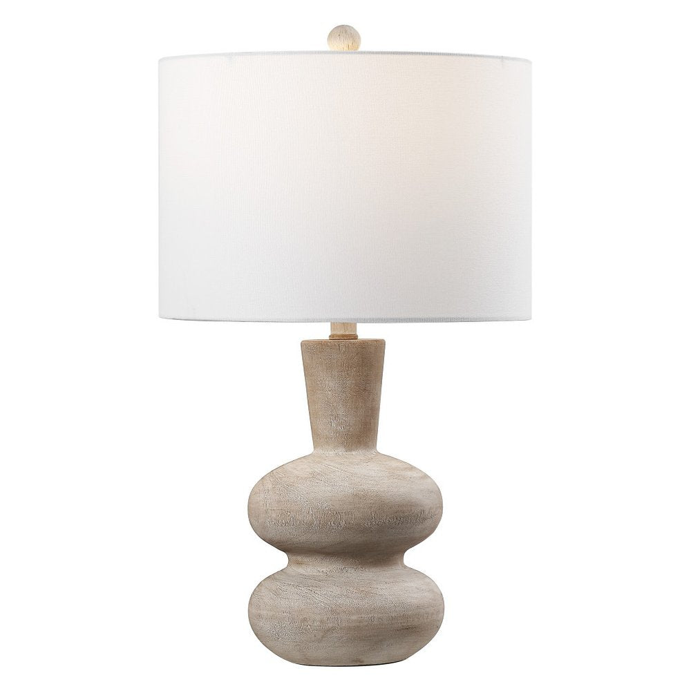 24" Brown Gourd Table Lamp With Drum Shade