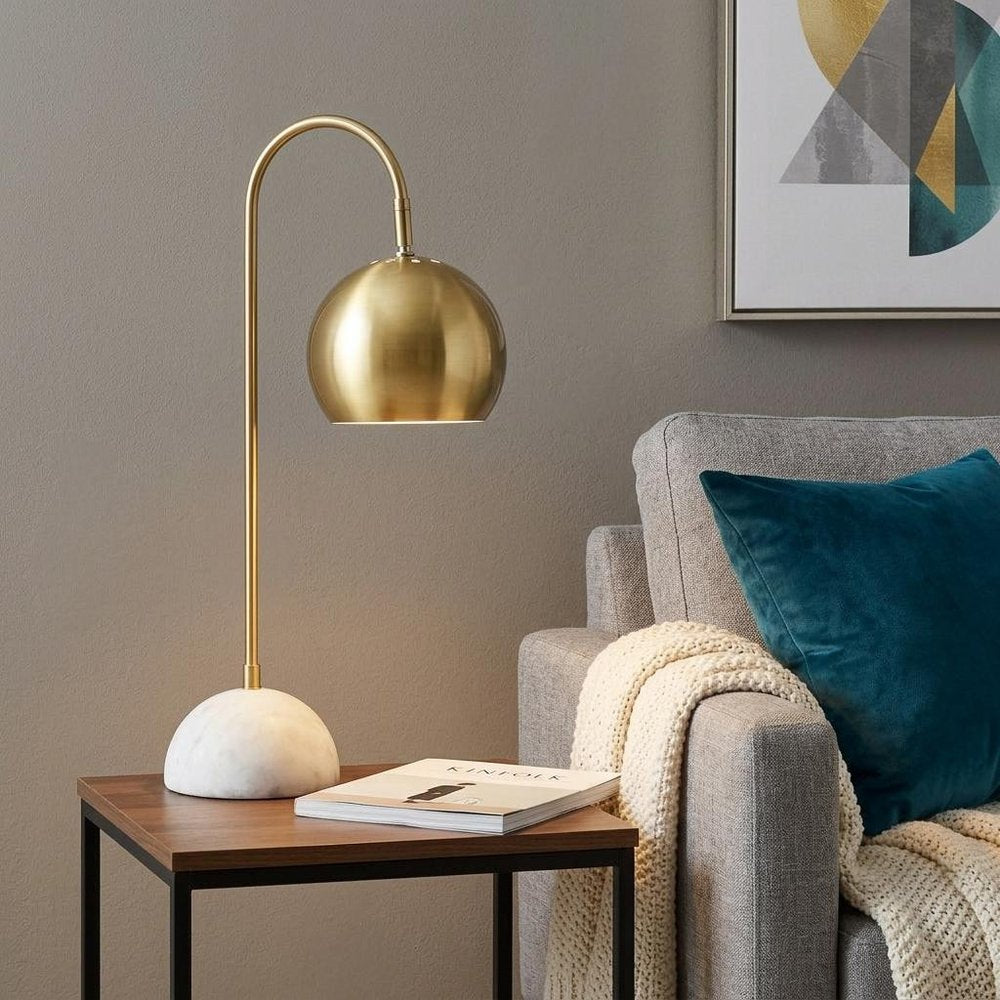 24" White Novelty Table Lamp With Globe Shade