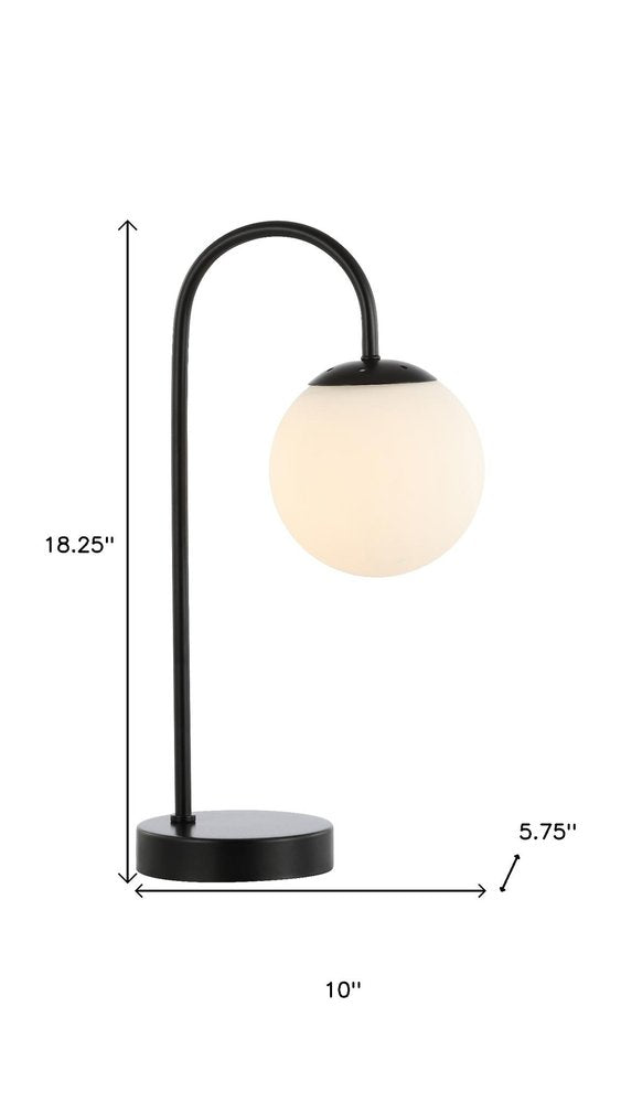 18" Black Globe Arched Lamp With Globe