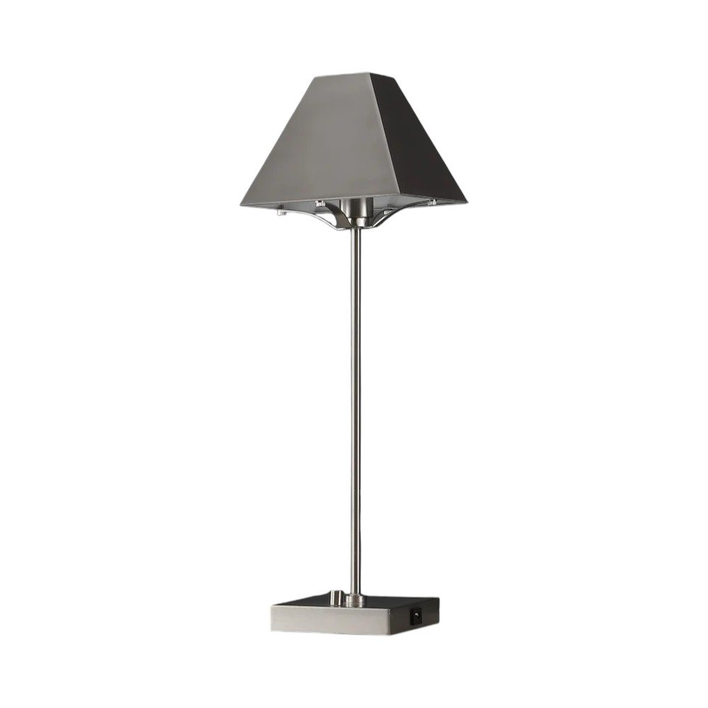 25" Nickel Table Lamp With Novelty Shade