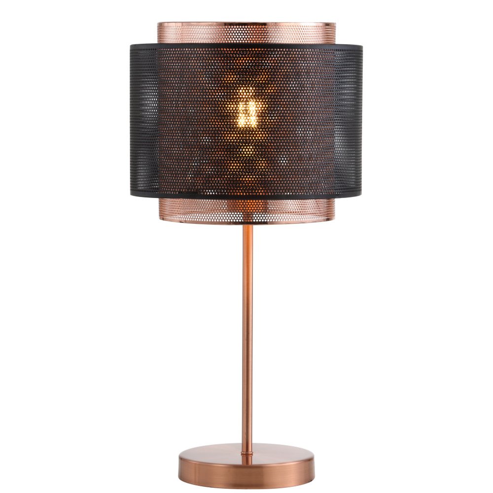 20" Copper Table Lamp With Cylinder Shade