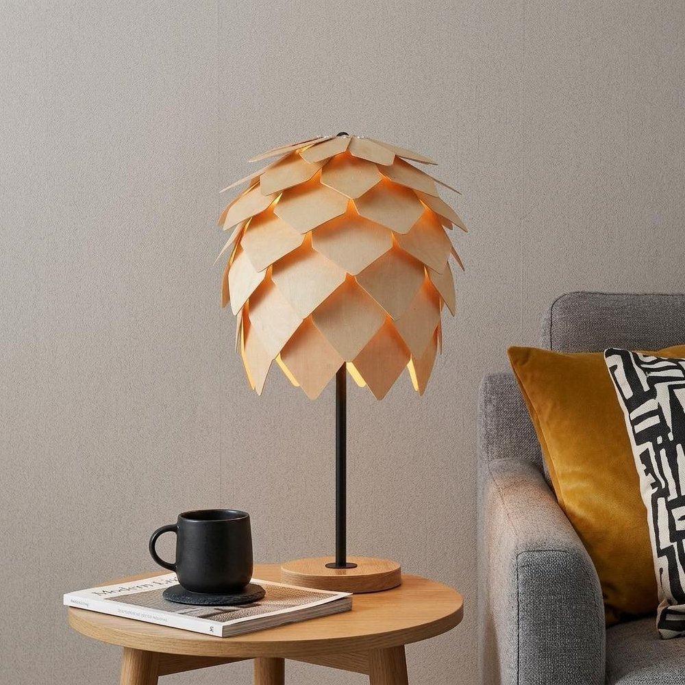 21" Natural And Black Novelty Table Lamp With Novelty Shade