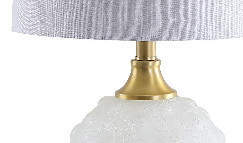 22" White And Gold Globe Table Lamp With Drum Shade