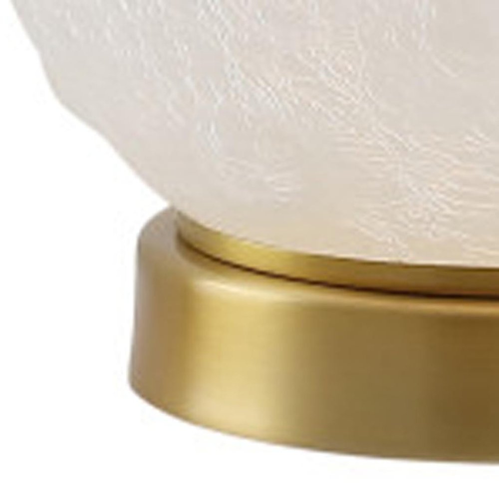 22" White And Gold Globe Table Lamp With Drum Shade