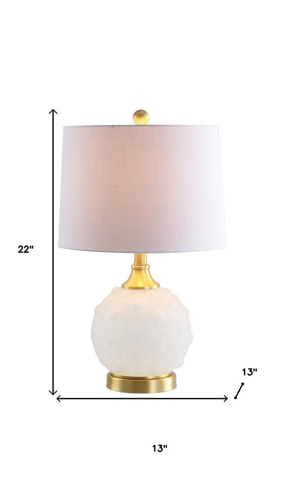 22" White And Gold Globe Table Lamp With Drum Shade