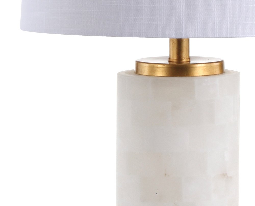 26" White And Gold Table Lamp With Drum Shade