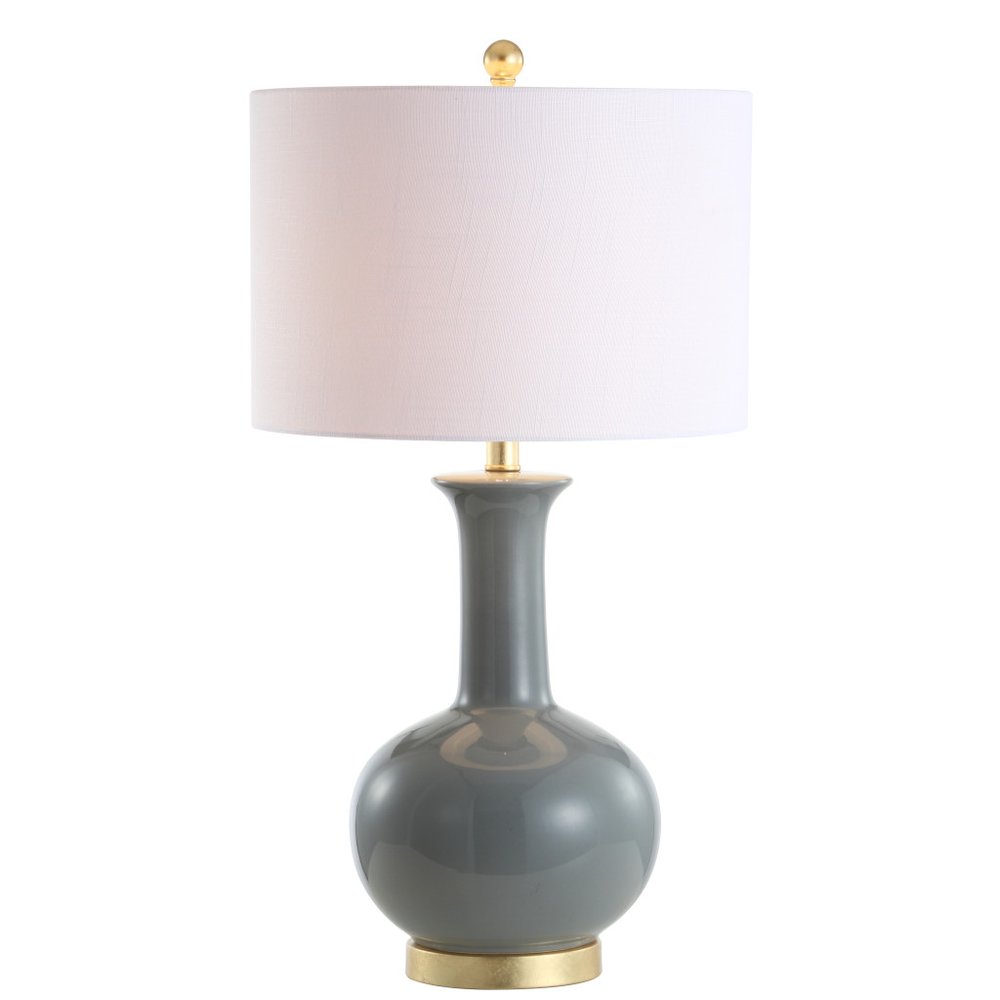 27" Steel Blue And Gold Novelty Table Lamp With Drum Shade