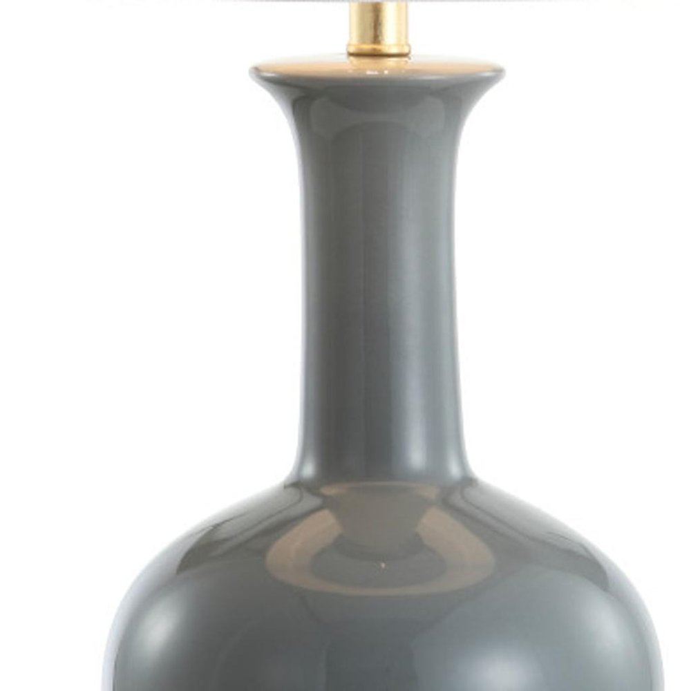 27" Steel Blue And Gold Novelty Table Lamp With Drum Shade