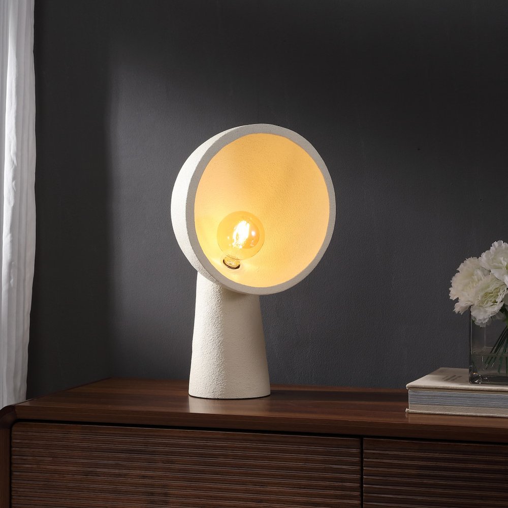 18" Clear Geometric Table Lamp With Globe Shade