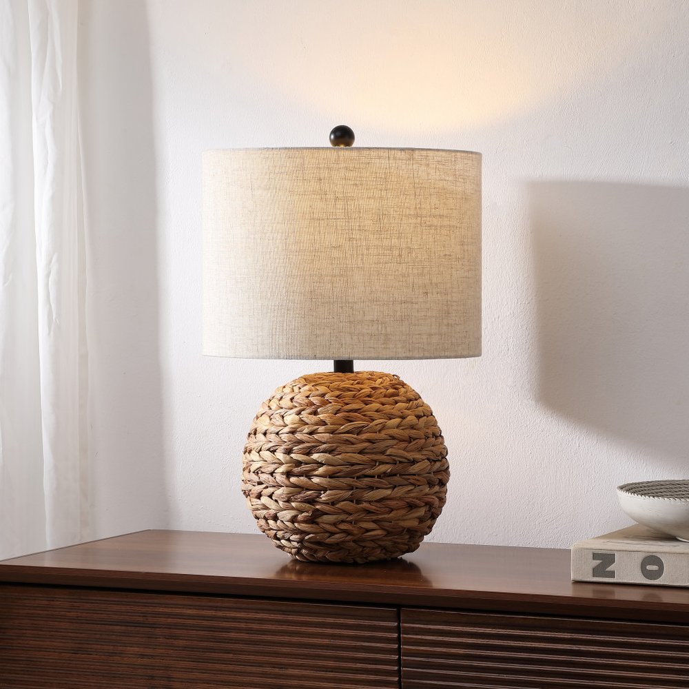 22" Clear Round Table Lamp With Drum Shade