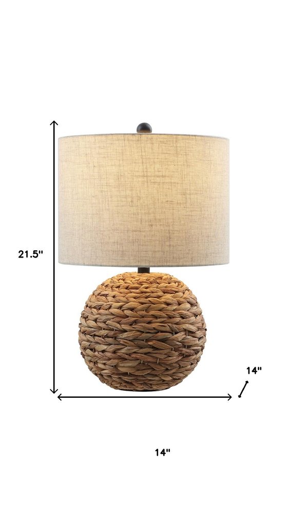 22" Clear Round Table Lamp With Drum Shade
