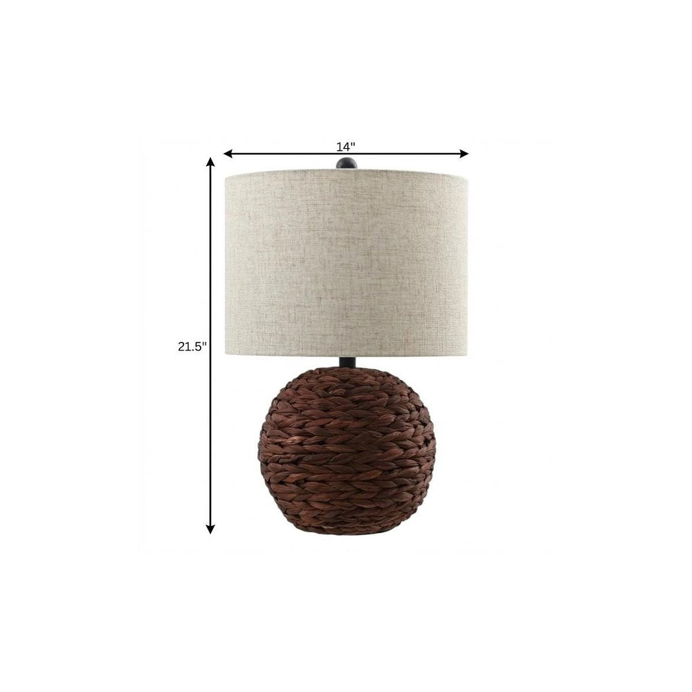 22" Clear Round Table Lamp With Drum Shade