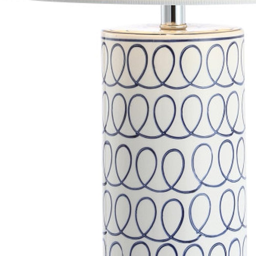 29" White Table Lamp With Drum Shade