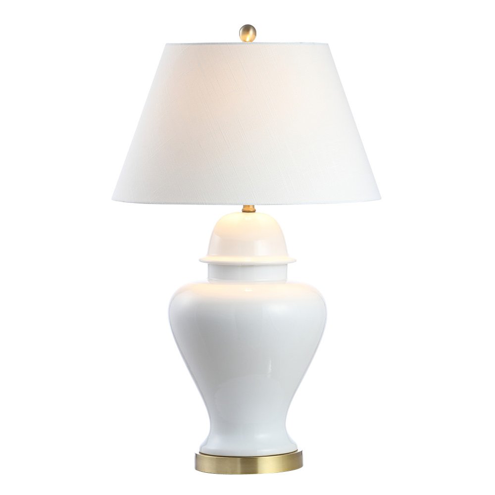 33" White And Gold Urn Table Lamp With Empire Shade