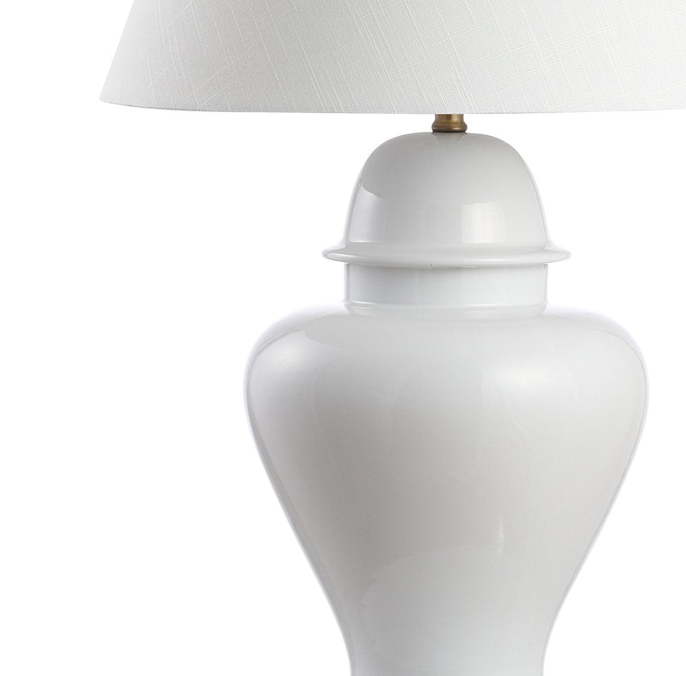 33" White And Gold Urn Table Lamp With Empire Shade