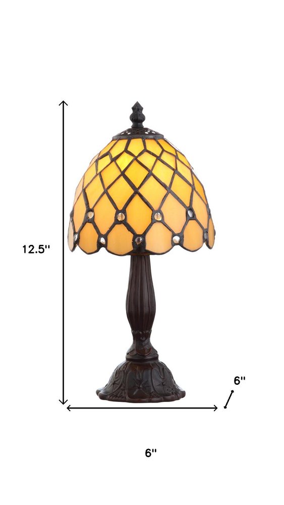 13" Bronze Novelty Tiffany Lamp With Bell Shade