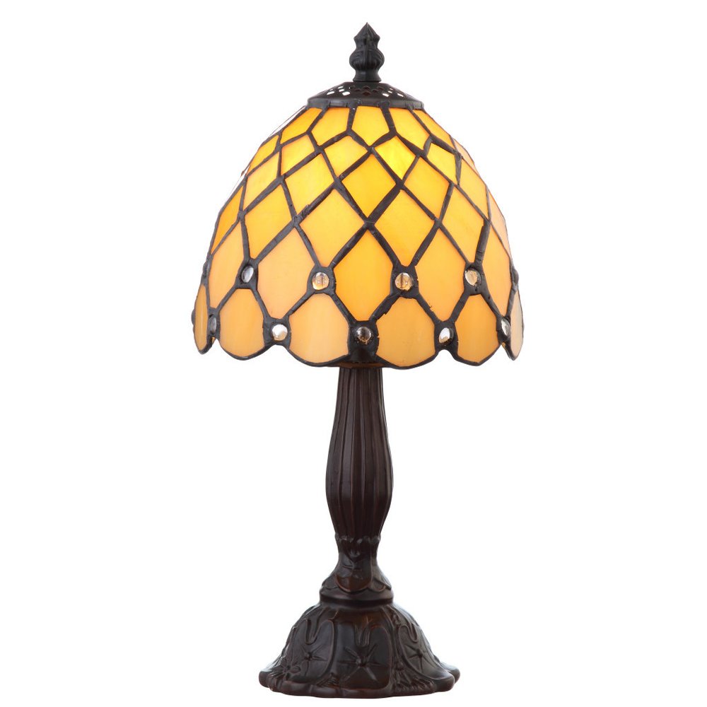 13" Bronze Novelty Tiffany Lamp With Bell Shade