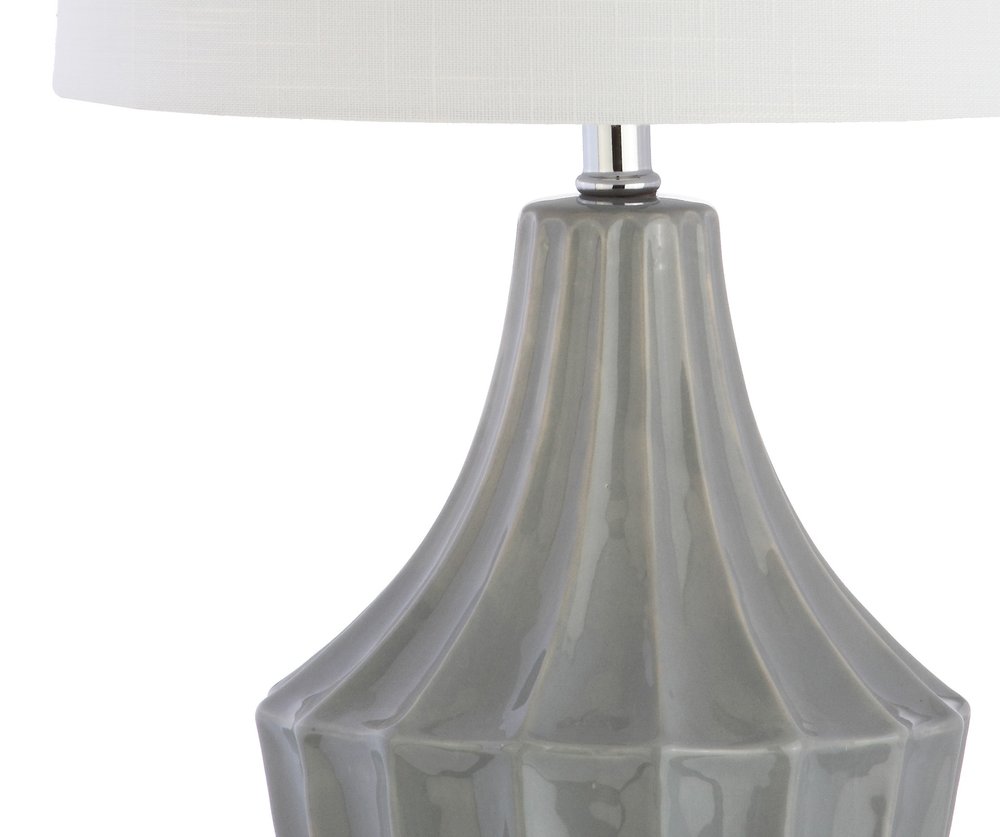 25" Gray And Clear Novelty Table Lamp With Drum Shade