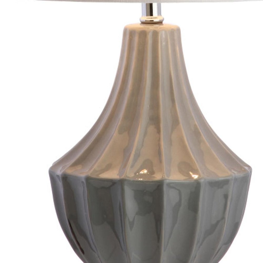 25" Gray And Clear Novelty Table Lamp With Drum Shade