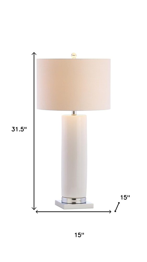 32" Silver Novelty Table Lamp With Drum Shade