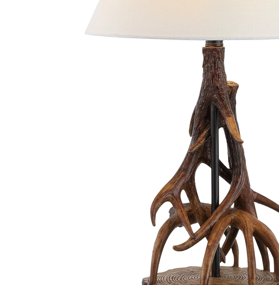26" Dark Brown Antlers Table Lamp With Empire Shade