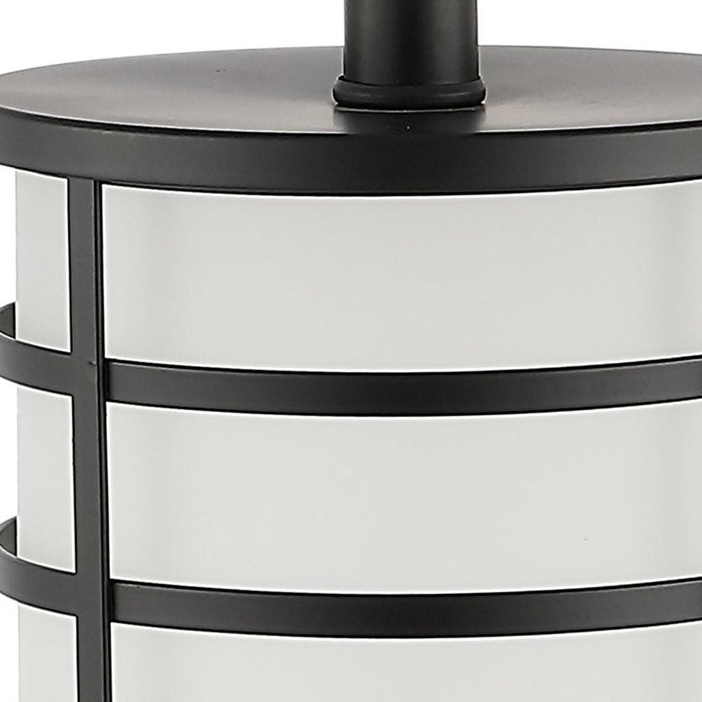 27" Black USB Table Lamp With Drum Shade