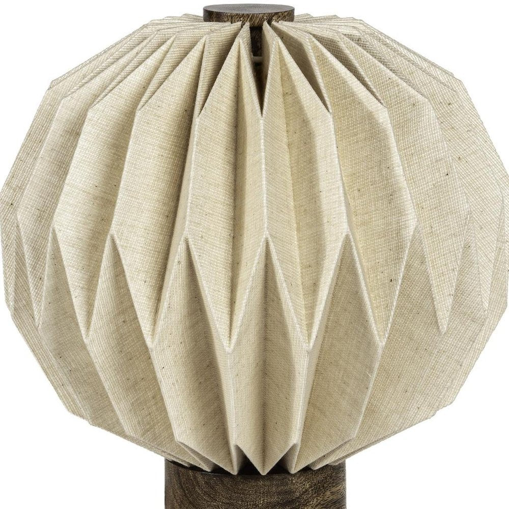 11" Natural Geometric Bedside Lamp With Globe Shade