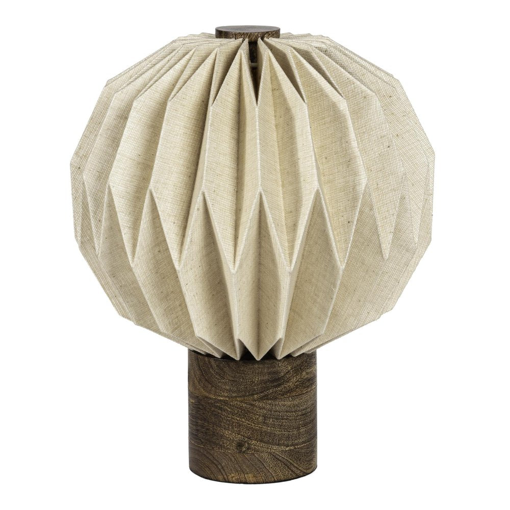 11" Natural Geometric Bedside Lamp With Globe Shade