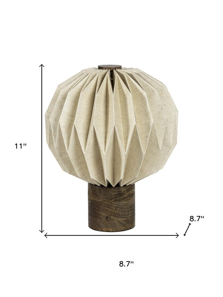 11" Natural Geometric Bedside Lamp With Globe Shade
