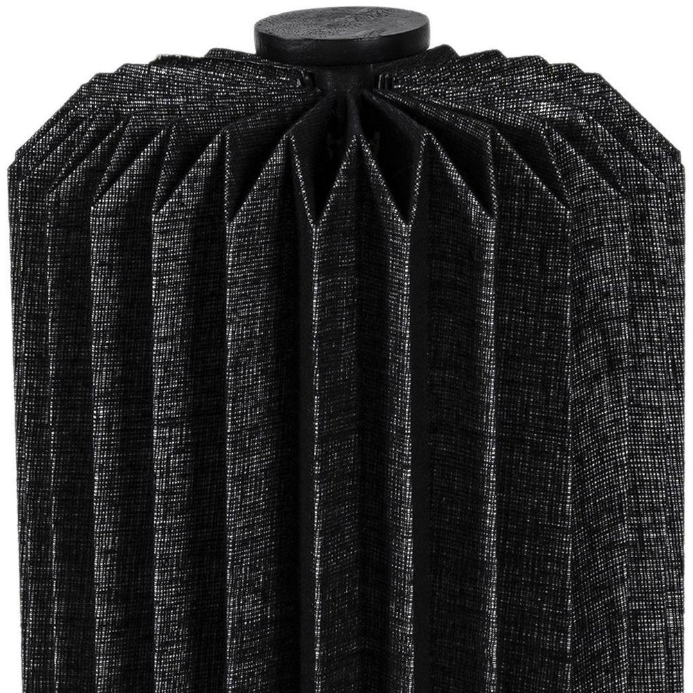 16" Black Geometric Table Lamp With Cylinder Shade