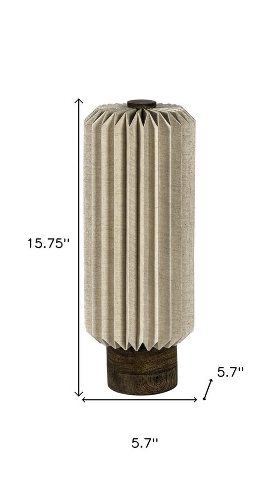 16" Natural Geometric Bedside Lamp With Cylinder Shade