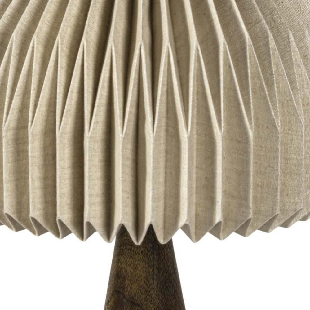16" Natural Geometric Table Lamp With Dome Shade