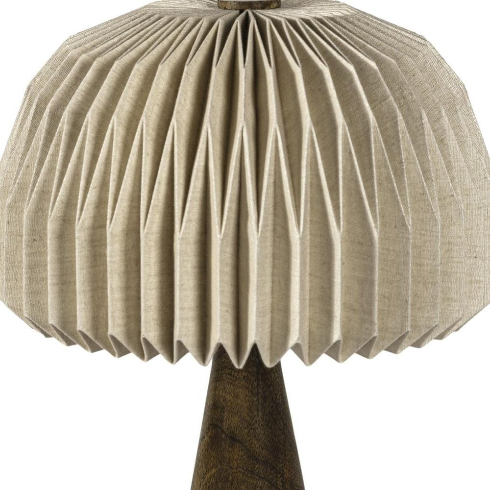16" Natural Geometric Table Lamp With Dome Shade
