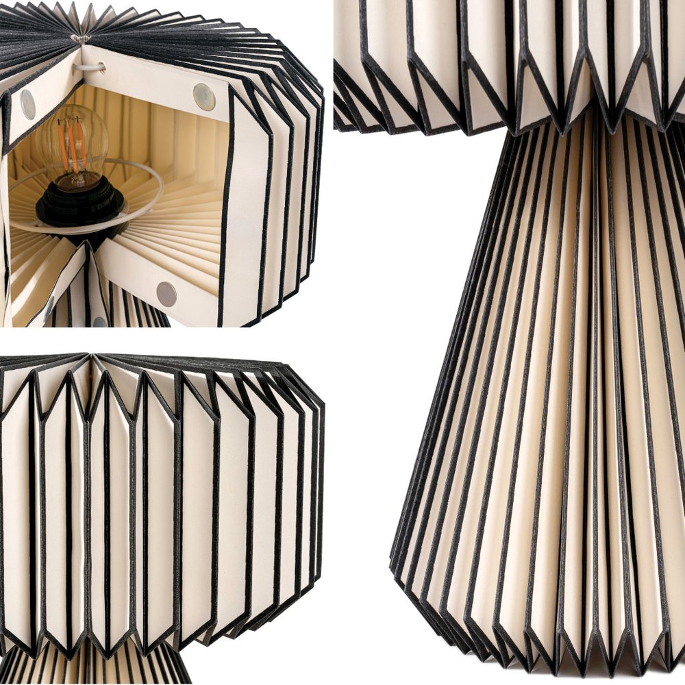 13" Clear Geometric Table Lamp With Cylinder Shade