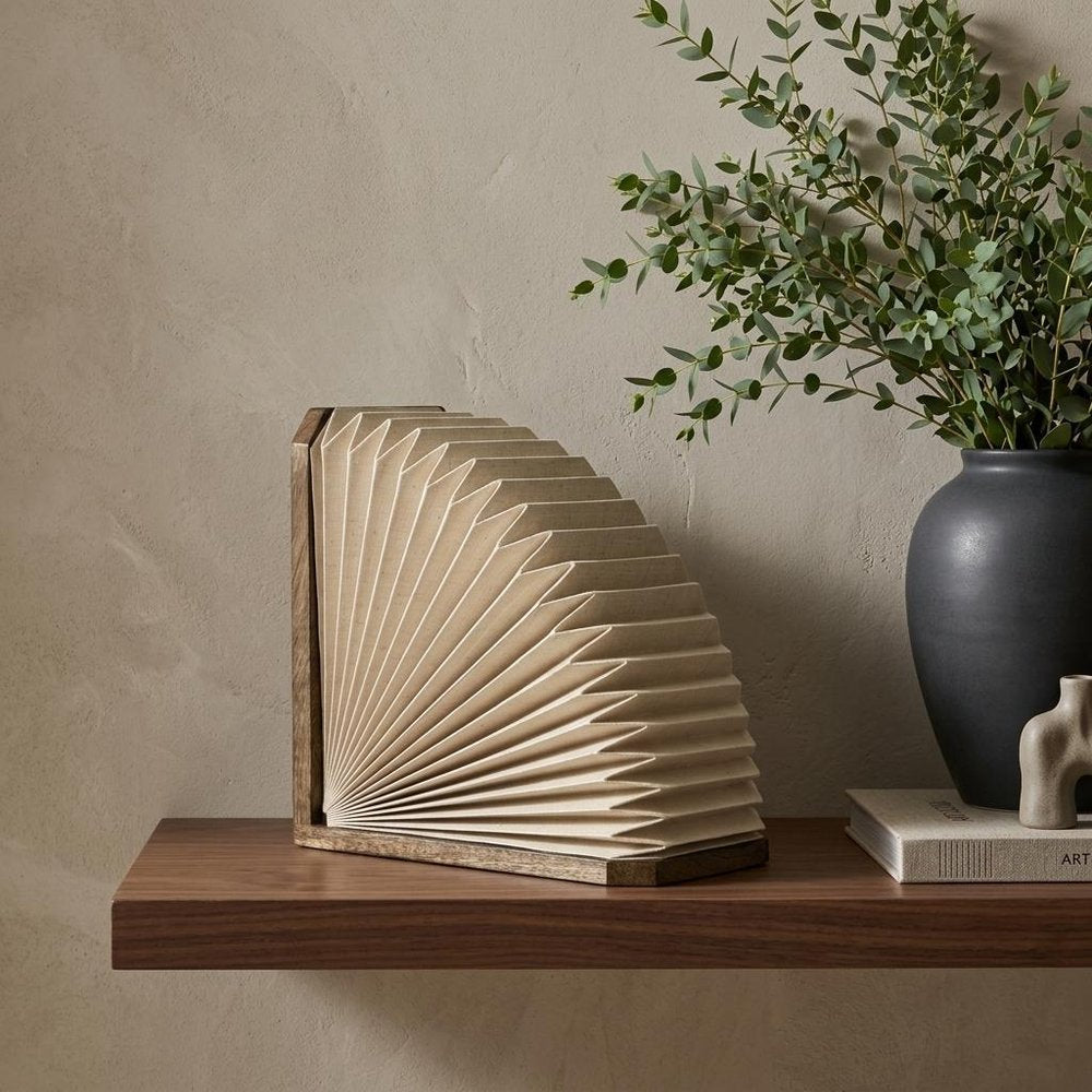 11" Natural Geometric Table Lamp With Novelty Shade