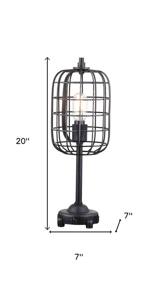 20" Black Geometric Novelty Table Lamp With Drum Shade
