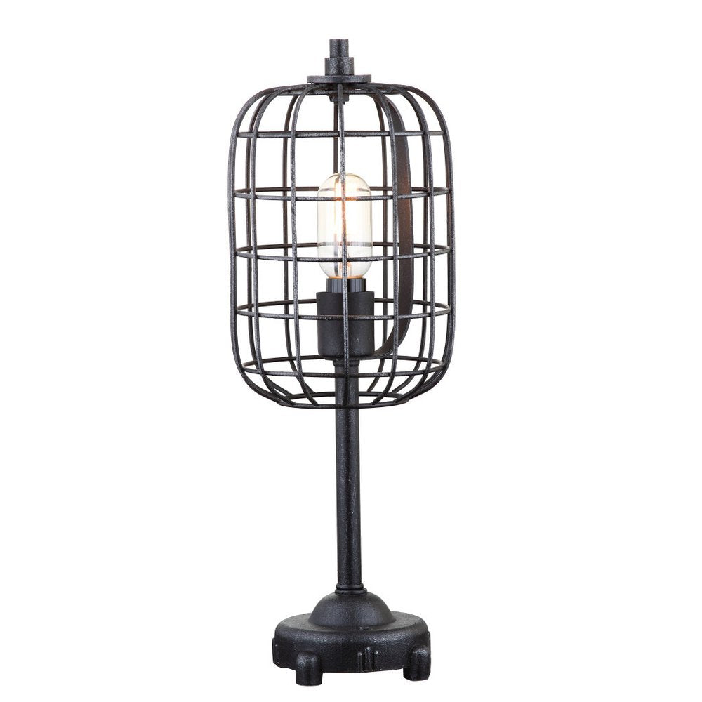 20" Black Geometric Novelty Table Lamp With Drum Shade