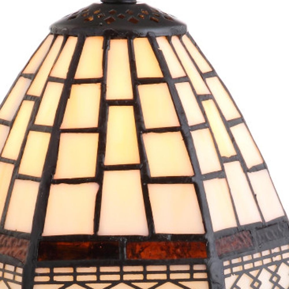 12" Brown Mosaic Tile Novelty Tiffany Lamp With Empire Shade