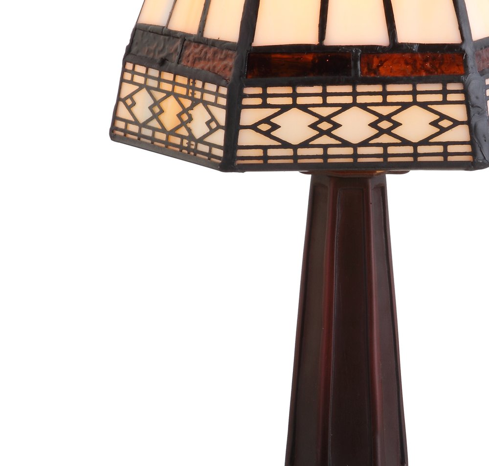 12" Brown Mosaic Tile Novelty Tiffany Lamp With Empire Shade
