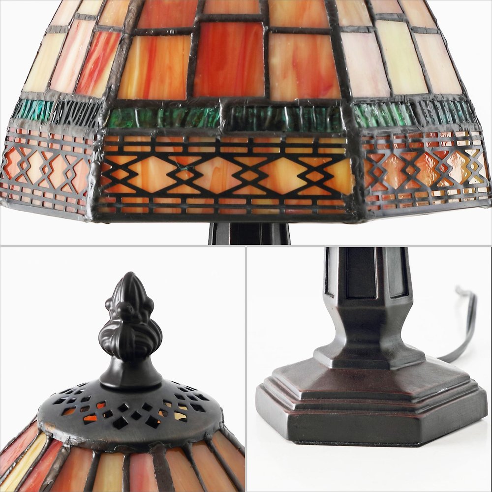 12" Brown Novelty Tiffany Lamp With Bell Shade