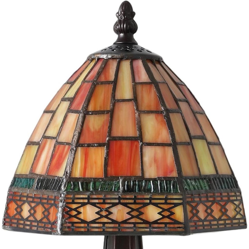 12" Brown Novelty Tiffany Lamp With Bell Shade