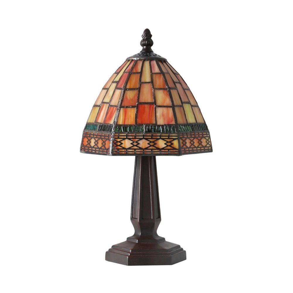 12" Brown Novelty Tiffany Lamp With Bell Shade