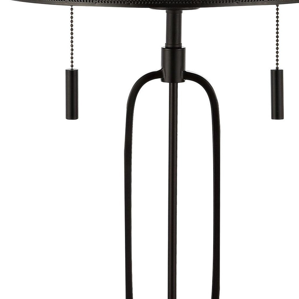 27" Antiqued Bronze Novelty Table Lamp With Drum Shade